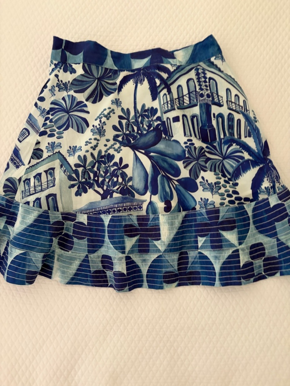 FARM Rio Blue Printed Wrap Mini Skirt with Tie - Picture 4 of 4